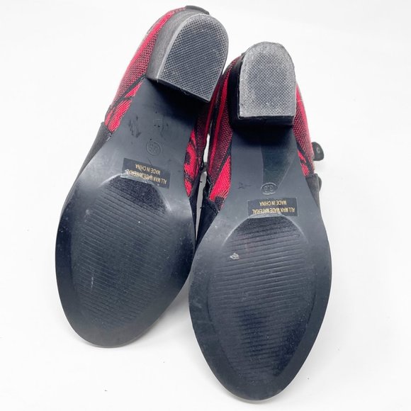 Bella Marie Womens Black Red Canvas Western Zip Up Heel Bootie Size 6.5 - Picture 10 of 13